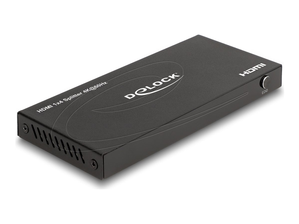 Delock Hdmi Splitter 1 X Hdmi In Zu 4 X Hdmi Out 4K 60 Hz Mit Downscaler, Hdmi, 4X Hdmi, 3840 X 2160 Pixel, Schwarz, Metall, 4K Ultra Hd