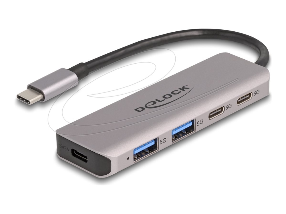 Delock Usb 5 Gbps 2 Port Usb Type-C Und 2 Port Typ-A Hub Mit Usb Type-C Anschluss, Usb 3.2 Gen 1 (3.1 Gen 1) Type-C, Usb 3.2 Gen 1 (3.1 Gen 1) Type