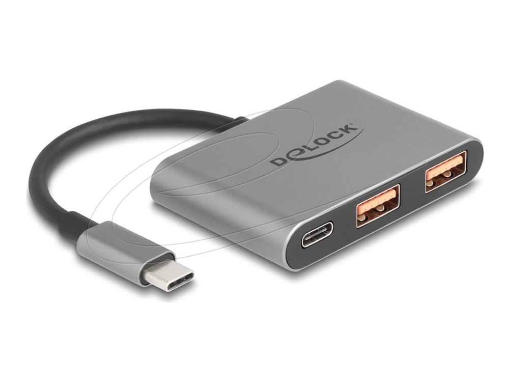 Delock - Hub - 10 Gbps, Med Usb-C Stik - 1 X Usb-C 3.2 Gen 2 + 2 X Usb 3.2 Gen 2 - Desktop
