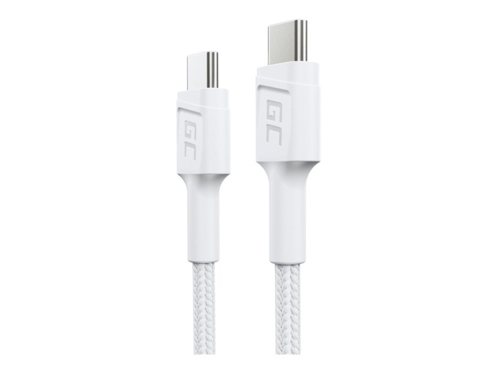 Green Cell Powerstream - Usb-Kabel - 24 Pin Usb-C (Han) Til 24 Pin Usb-C (Han) - 30 Cm - Usb-C Power Delivery (60 W) - Snehvid