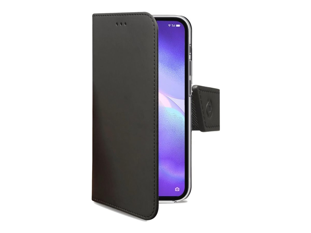 Celly Wally - Flipomslag til mobiltelefon - læder mønster - sort - for Samsung Galaxy A54