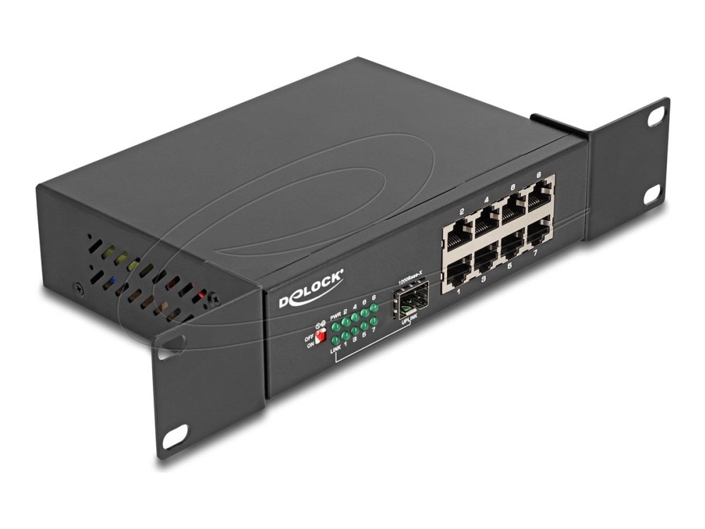Delock 10" Gigabit Ethernet Switch 8 Port + 1 Sfp, Unmanaged, Gigabit Ethernet (10/100/1000), Rack-Einbau