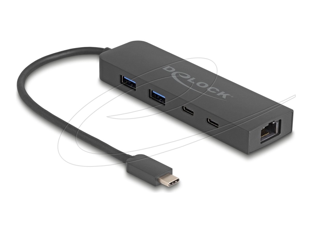 Delock 10 Gbps Usb Hub Mit 2,5 Gigabit Lan Port Und Pd 85 W, Usb 3.2 Gen 2 (3.1 Gen 2) Type-C, Rj-45, Usb 3.2 Gen 2 (3.1 Gen 2) Type-A, Usb 3.2 Gen 2