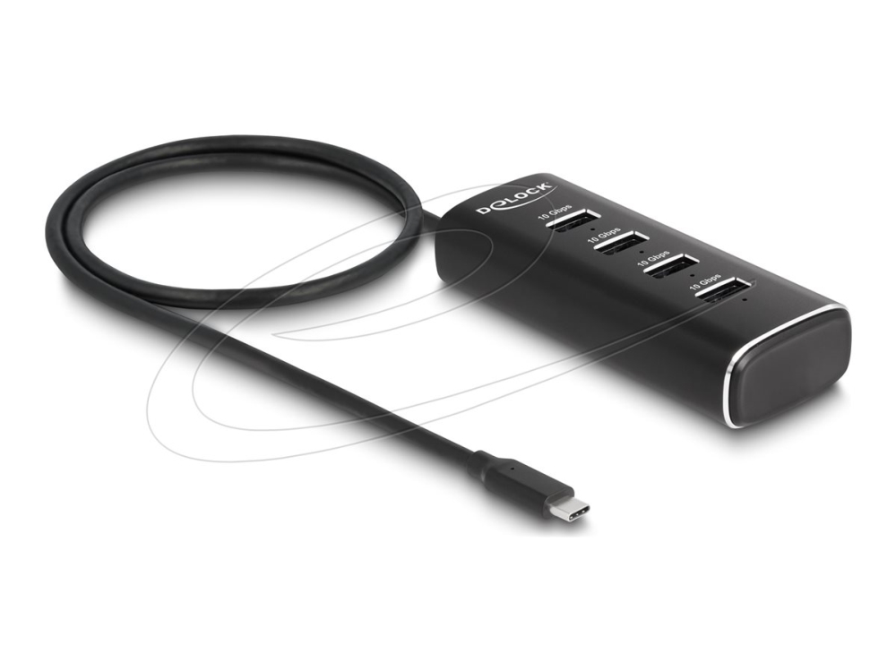 Delock - Hub - 10 Gbps, With Usb Type-C Connector 60 Cm Cable And Switch For Each Port - 4 X Usb 3.2 Gen 2 - Desktop