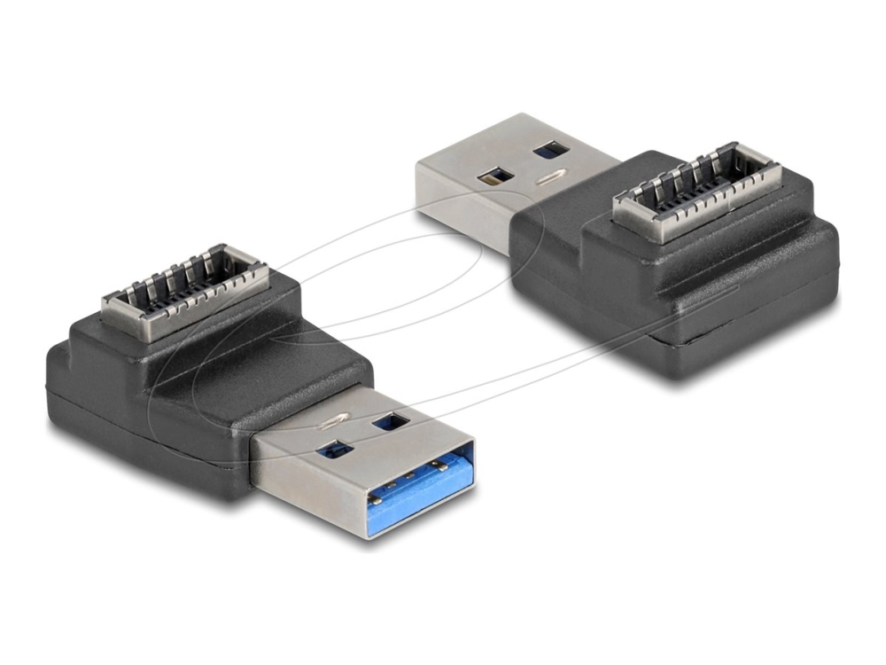 Delock - Usb-Adapter - Usb Typ A (Han) Til 20 Pin Usb Typ E (Hun) Tast A, Vinklet - 5 V - 3 A - Op Til 10 Gbps Datatransferhastighed - Sort