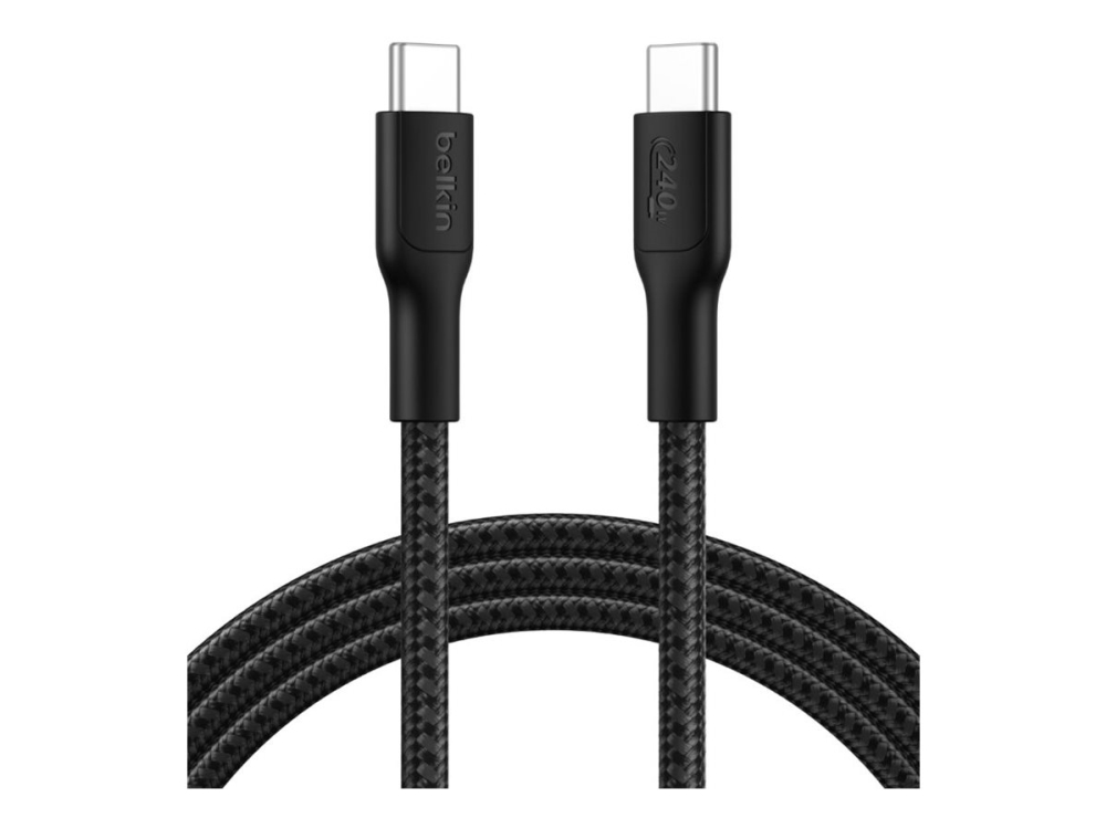 Belkin Boostcharge - Usb-Kabel - Usb-C (Han) Til Usb-C (Han) - 2 M - Usb Power Delivery (240 W), Braided - Sort