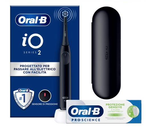 Oral-B Io2, Voksen, Vibrerende Tandbørste, Sort, Rund, Batteri, Indbygget Batteri