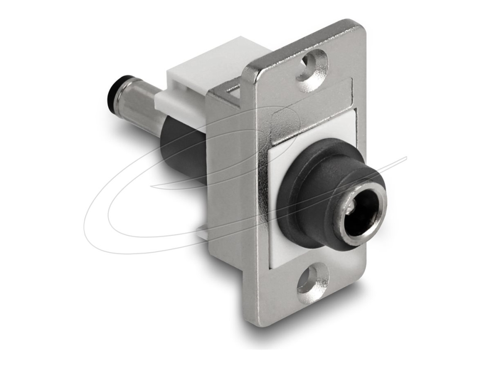 Delock - Stikadapter - Dc Jack 5,5 Mm X 2,1 Mm (Hun) Skillerum Til Dc Jack 5,5 Mm X 2,5 Mm (Han) - Panelmontering - Sølv, Hvid, Sort