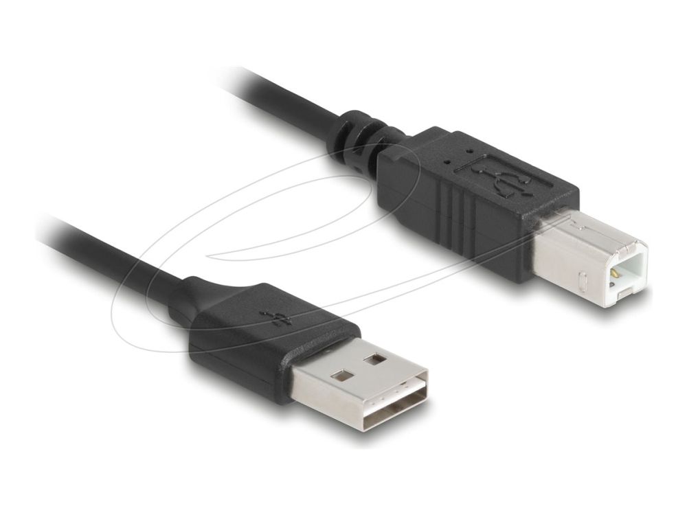 Delock - Usb-Kabel - Usb (Han) Omvendelig Til Usb Type B (Han) - Usb 2.0 - 80 Cm - Snoet, Nem Usb - Sort
