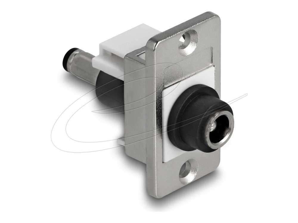 Delock - Stikadapter - Dc Jack 5,5 Mm X 2,5 Mm (Hun) Skillerum Til Dc Jack 5,5 Mm X 2,5 Mm (Han) - Panelmontering - Sølv, Hvid, Sort