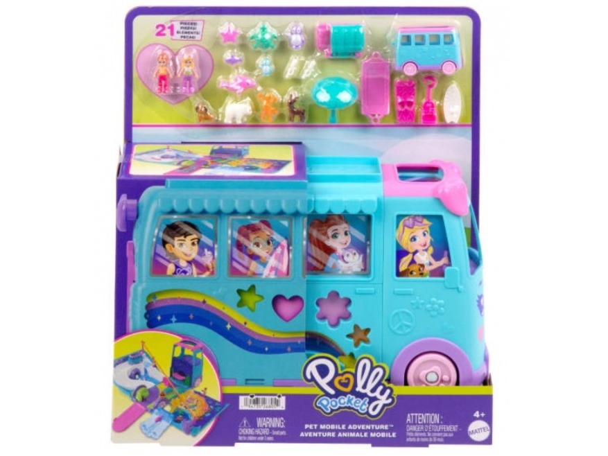 Polly Pocket Pet Mobile Adventure forvandlende campingvogn med tilbehør JCC22