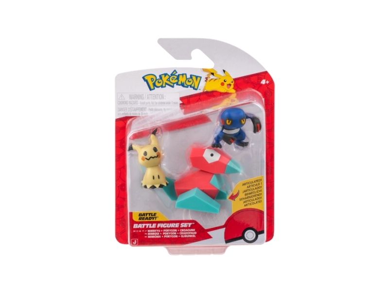 Pokémon Battle Figure 3-Pack - Mimikyu, Porygon & Croagunk Merchandise - GEEKD.dk