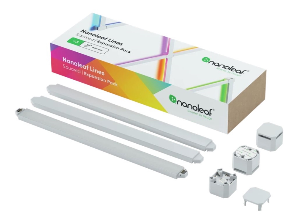 Nanoleaf Lines 60 Degrees Expansion Pack - Trådlös belysningsuppsättning - LED x 3 - 2 W - klass G - RGBW-lampa - 1200-6500 K - slinga | Belysning - Inomhusbelysning - Taklampa & Pendellampa | GameStuff