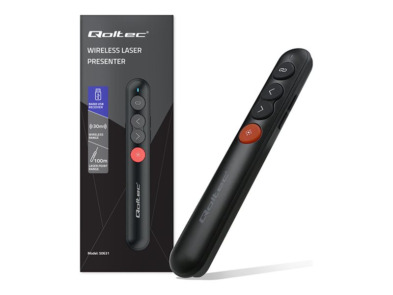 Qoltec Laser Pointer Presenter 4in1 USB 3.0 2.4GHz 100m | TV, Ljud & Bild - Videokonferenser - Digital presentatör | GameStuff