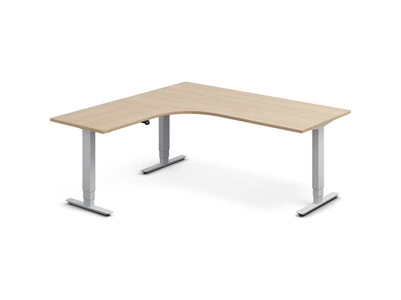 Hæve-sænkebord DNA, Eg 2000x2200mm Højre 3-ben/Alugrå