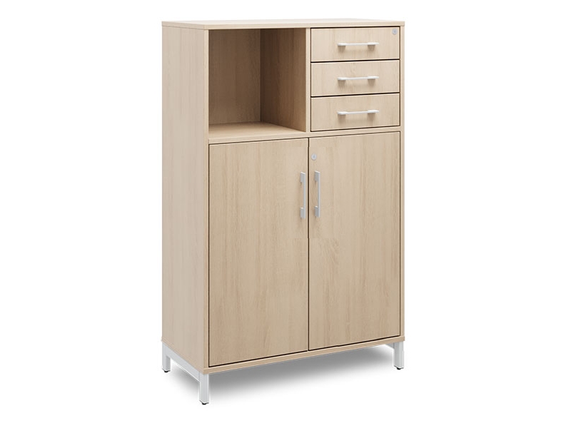 Kontorskab DNA, 800x1275 mm, Eg/Hvid, skuffemodul 3A4/2A4