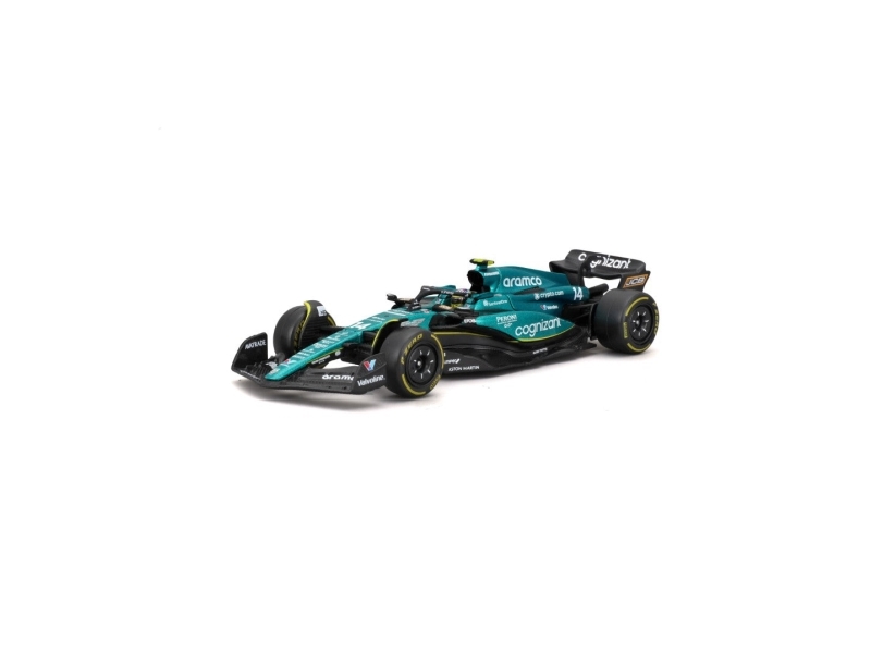 Bburago Aston Martin F1 1:43 Alonso 23, Sports Car Model, Preassembled, 1:43, Aston Martin Amr23 #14, Any Gender, Metal, Plastic