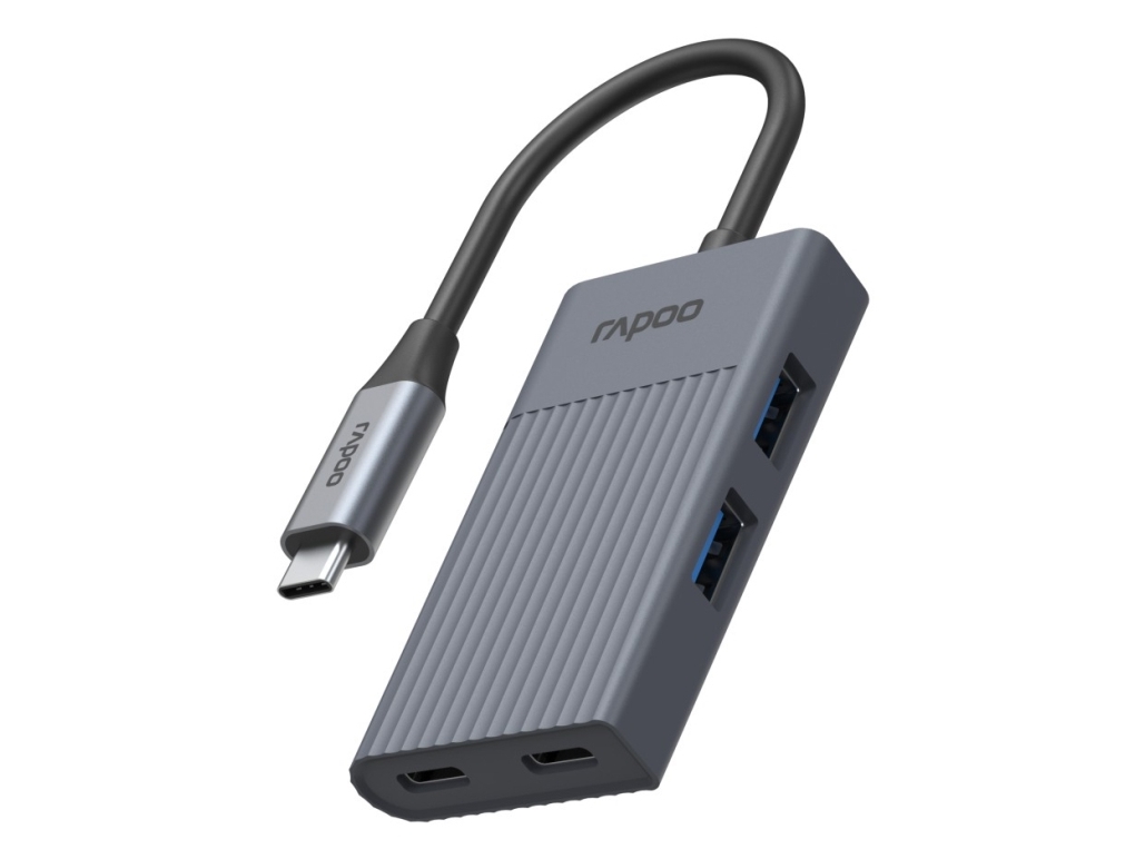 Rapoo Uch-4013, Usb Typ-C, Usb 3.2 Gen 1 (3.1 Gen 1) Type-A, Usb 3.2 Gen 1 (3.1 Gen 1) Type-C, 5000 Mbit/S, Grau, Kunststoff, 0,14 M