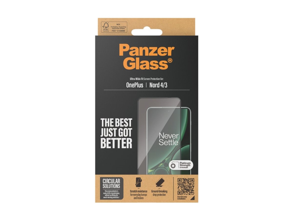 PanzerGlass - Skærmbeskytter for mobiltelefon - ultrabred pasform - glas - rammefarve sort - for OnePlus Nord 4