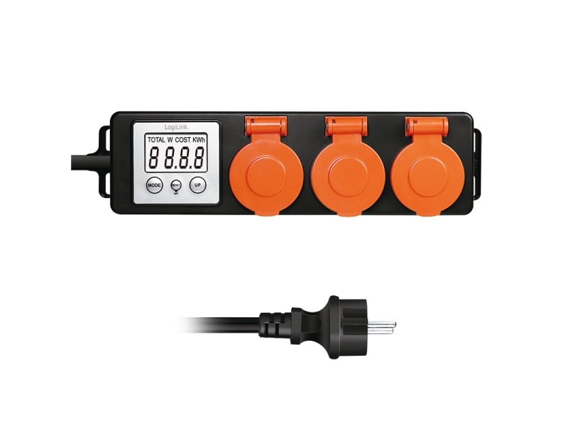 LogiLink EM0008, LCD-näyttö, AC, 16 A, 3600 W, 70 mm, 274 mm