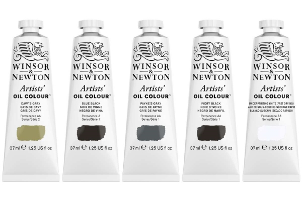 Artists oljefärg 5x37 ml, Neutral set