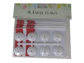Flagge Tischfahne Auf Fuß Dannebrog 15.5X8cm Papier/Plastik Rot/Weiß,6 Ps X 8 Pcs/Pk