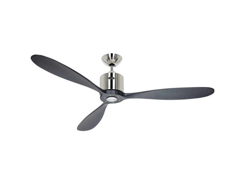 CasaFan AEROPLAN ECO 132 BN-SW Flügel Massivholz schwarz Loftsventilator 27 W (Ø x H) 132 cm x 310 mm Krom (børstet) med fjernbetjening, Timer, Vinte