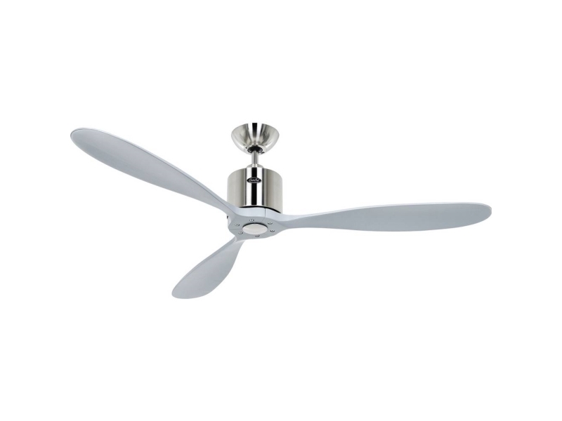 CasaFan AEROPLAN ECO 132 BN-LG Flügel Massivholz Lichtgrau Loftsventilator 27 W (Ø x H) 132 cm x 310 mm Krom (børstet) med fjernbetjening, Timer, Vinterdrift