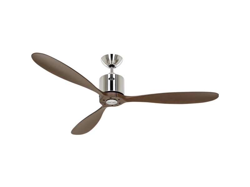 CasaFan AEROPLAN ECO 132 BN-NB Flügel Massivholz Nussbaum Loftsventilator 27 W (Ø x H) 132 cm x 310 mm Krom (børstet) med fjernbetjening, Timer, Vinterdrift