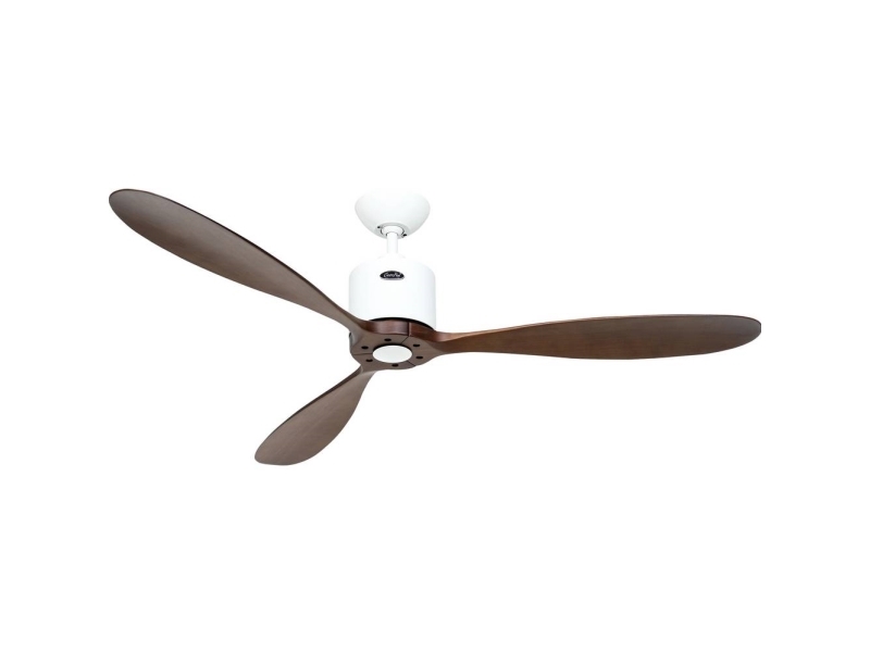 CasaFan AEROPLAN ECO 132 WE-NB Flügel Massivholz Nussbaum Loftsventilator 27 W (Ø x H) 132 cm x 310 mm Hvid med fjernbetjening, Timer, Vinterdrift