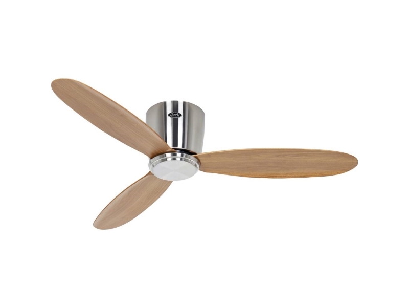 CasaFan ECO PLANO II 112 BN-EN WiFi Flügel Eiche natur Loftsventilator 13 W (Ø x H) 112 cm x 160 mm Krom (børstet) med fjernbetjening, Timer, Vinterdrift,