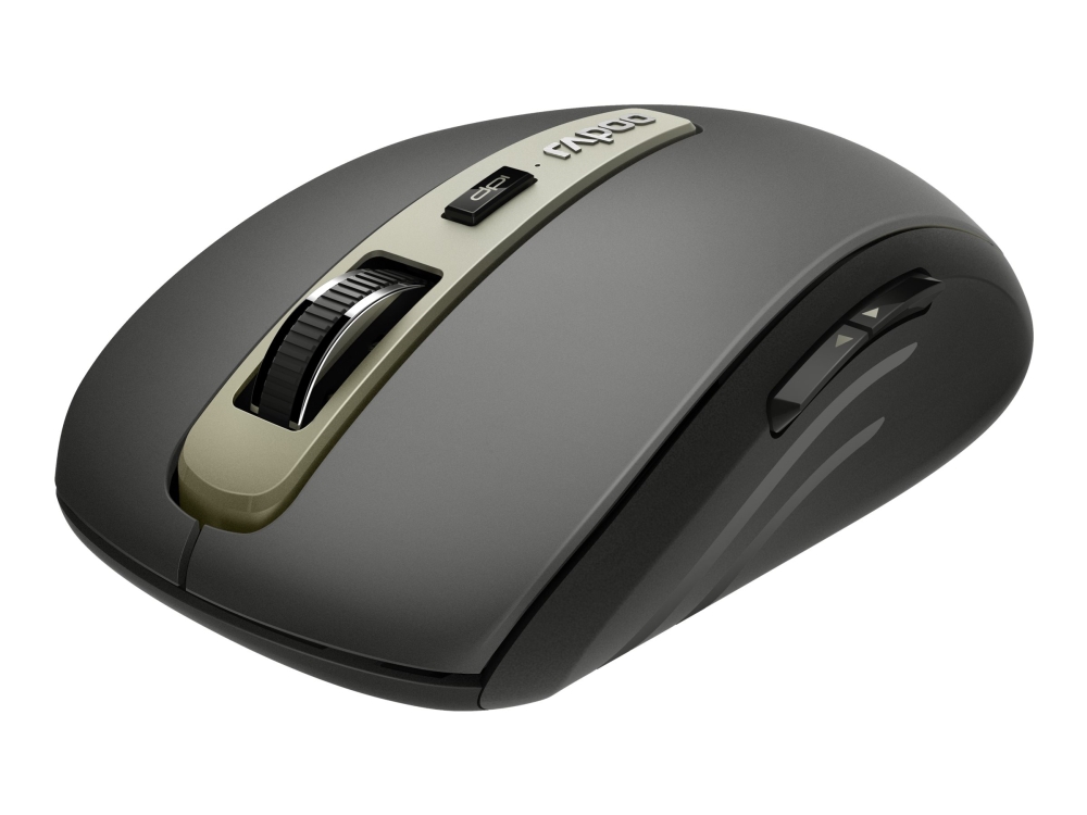 Rapoo Mt350 - Mus - Optisk - 6 Knapper - Trådløs - 2.4 Ghz, Bluetooth 4.0, Bluetooth 3.0 - Trådløs Modtager (Usb) - Sort