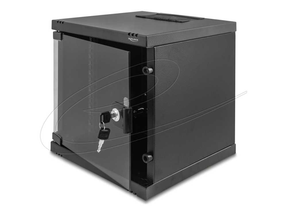 Delock 43422, Freistehendes/Wand-/Bodenmontiertes Regal, 6U, 30 Kg, Sperrschloss, Ablageschienen, 8 Kg