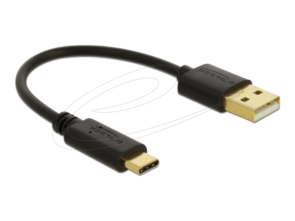 Delock 80954, 0,15 M, Usb A, Usb C, Sort