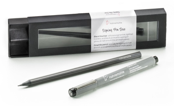 Hahnemühle Signing Pen Duo, Verschlossener Gelschreiber, Schwarz, Schwarz, Rund, Beidhändig, Metall