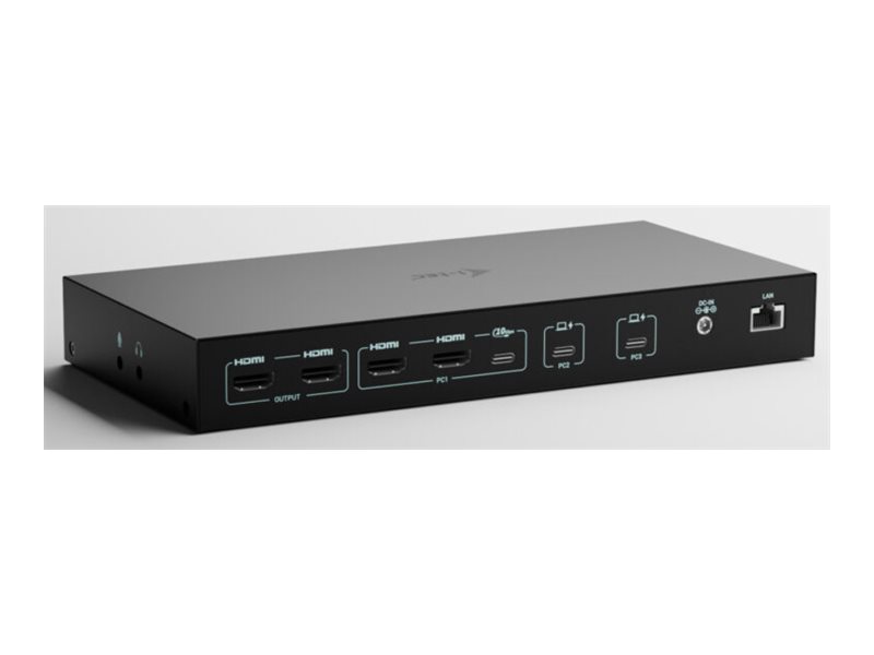 I-Tec Usb-C Kvm Dock Pro For Three Hosts, Dual Video, With 2X Power Delivery, Max 92W, Wired, Usb 3.2 Gen 1 (3.1 Gen 1) Type-C, 92 W, 3.5 Mm, 10,100,