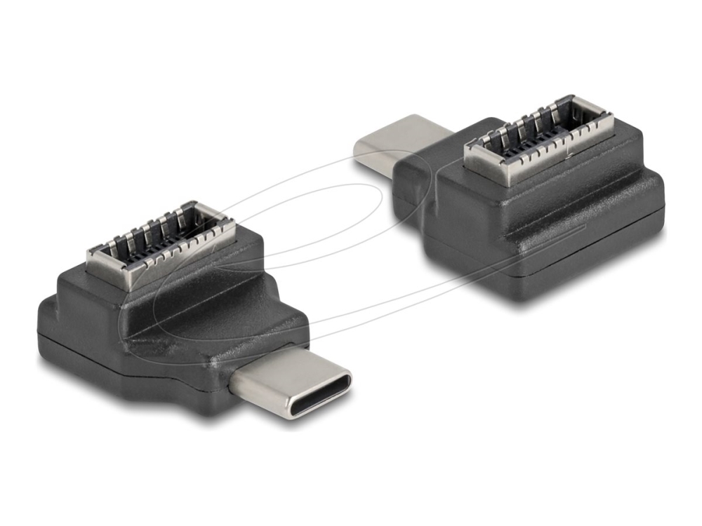 Delock - Usb-Adapter - Usb-C (Han) Til 20 Pin Usb Type E (Hun) Tast A, Vinklet - 20 V - 3 A - Op Til 10 Gbps Datatransferhastighed - Sort