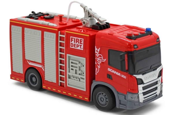 Scania Brandbil M/sprøjte ,lys & Lyd, 28x10x15,5cm - Contruck
