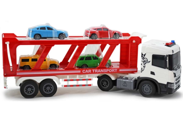 SCANIA kuorma-auto perävaunu+autot, valot ja ääni 41x9,5x15