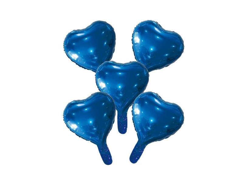 Blaue Folienballon-Herzen, 5 Stück