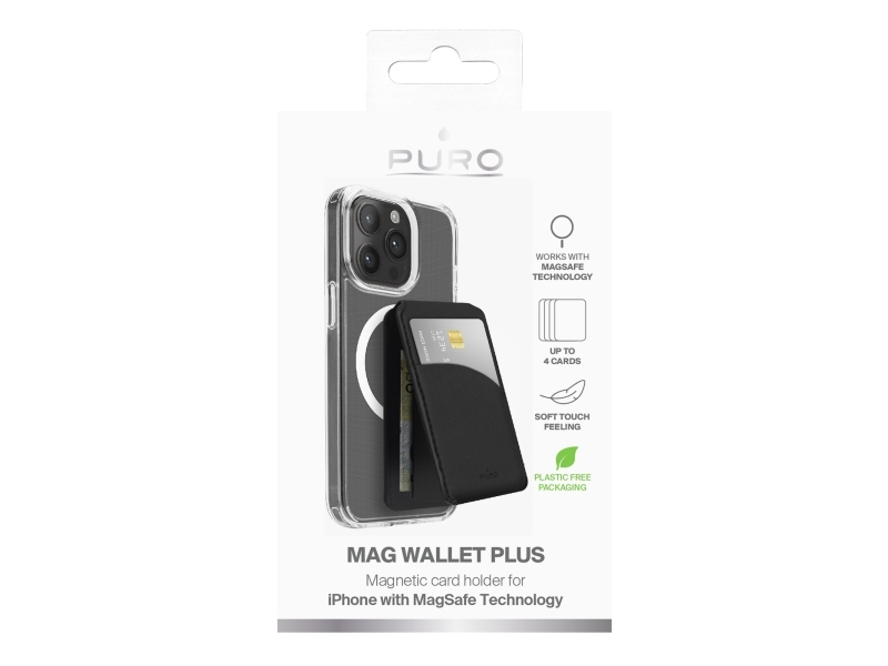 sbs mobile Kortholder Apple iPhone (MagSafe) Sort Mobiltelefon Flip Case, med magnetmodul, MagSafe-kompatibel PUWMAG2BLK