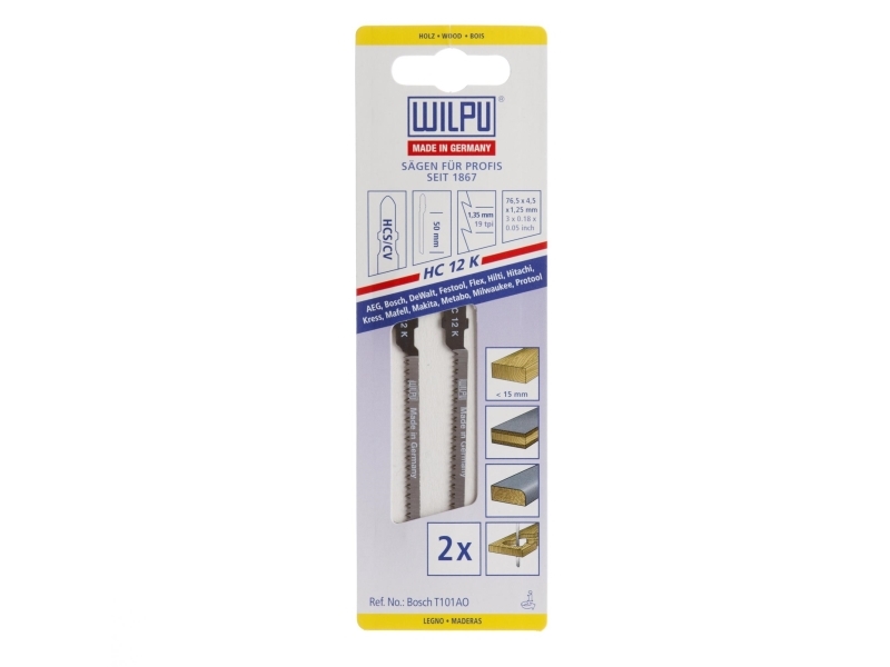 Wilpu Jigsaws Blade Set Hc12-K 2 Pcs.