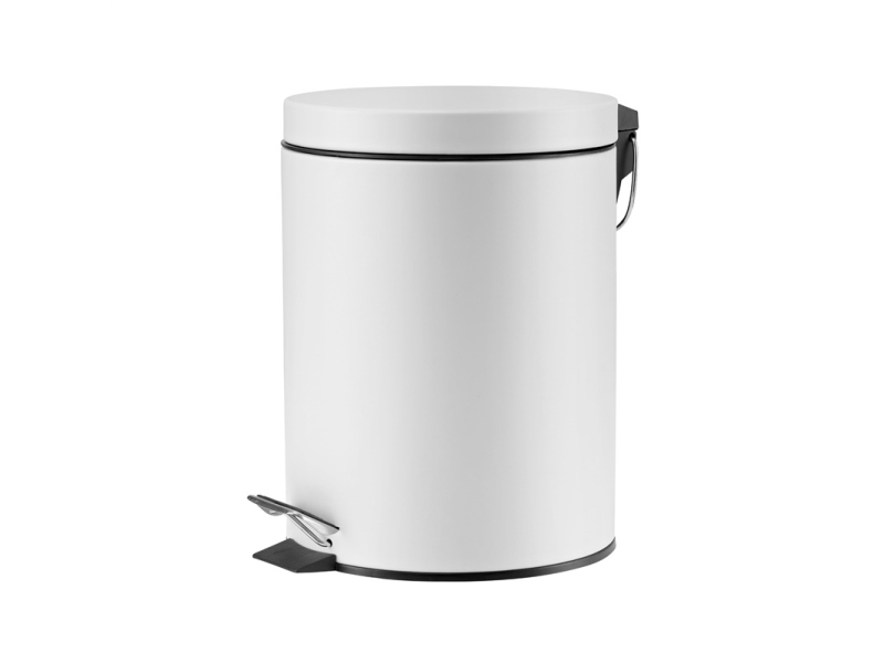 Trash Bin With Pedal,White, T-Y0105m, 5 L, Okko