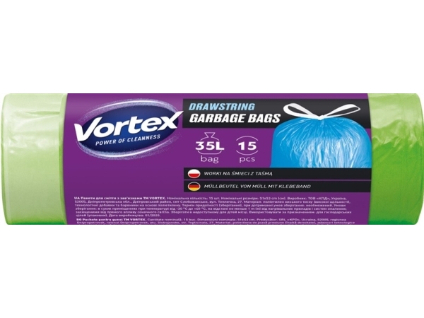 Taschen Garbag Vortexdrawstr Gren 35L 15Pc