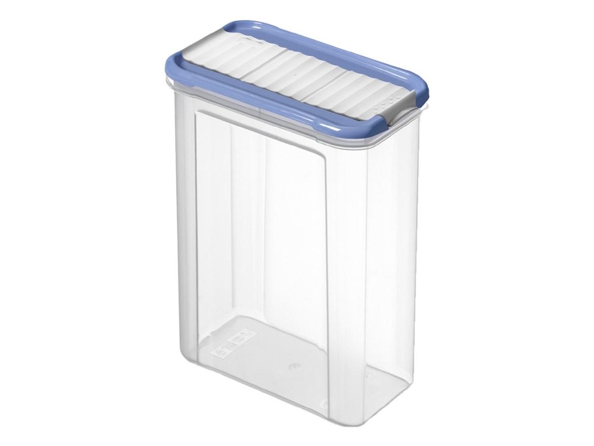 Rotho Domino, Dispensor, Rechteckig, 1,5 L, Blau, Transparent, Kunststoff, Kunststoff