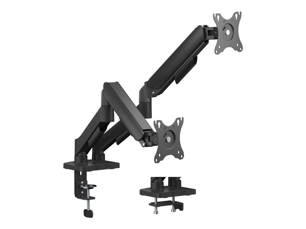 DELTACO - Monteringssats (dubbelt bildskärmsfäste) - för platt panel - mechanical spring, 9kg - svart - skärmstorlek: 17-32 - disk-monteringsbar | TV, Ljud & Bild - Högtalare - Docking högtalare | GameStuff