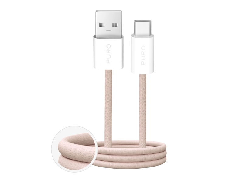 Puro Fabrik 10W Flettet Kabel Usb-A - Usb-C 1,5M - Beige
