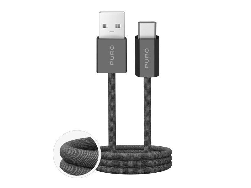 Usb-Kabel Puro Usb-A - Usb-C 1,5 M Sort (8018417498787)