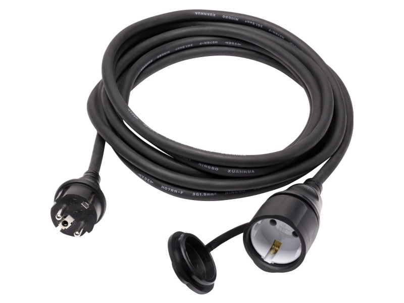 Conrad Sy-5044438 Strom Verlängerungskabel 16 A Schwarz 3.00 M, 3 M, Udendørs, Type F, Type F, Lige, Ip44