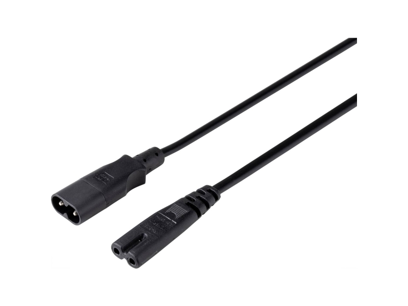Conrad Sy-5043436 Strom Verlängerungskabel Schwarz 2.00 M, 2 M, Indendørs, C8 Forbinder, Lige, 0,75 Mm², Sort